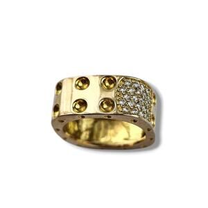 925 Sterling Silver Gold Vermeil Statement Square Ring Size 7- 7.5 Stamped New